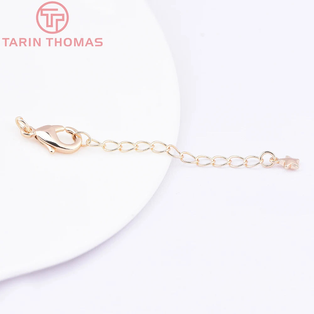 (3564) Full Length 85MM 24K Gold Color Plated Brass Extender Chain with Lobster Clasps High Quality Jewelry Accessories
