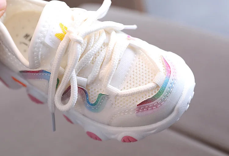 2022 Breathable Toddler Boy Sneakers Stretch Fabric Fashionable Baby Running Shoes Pink School Girl Sports Shoes Sneakers