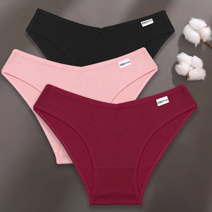 FINETOO 3PCS/Set M-XXL Women Sexy Cotton Panties Underwear Female Underpants Woman Briefs Cotton Pantys Girl Intimates Lingerie