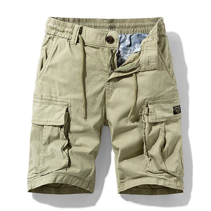 Men Summer New Multi Pockets Cotton Cargo Shorts Men Fashion Solid Quick Dry Joggers Shorts Pants Outdoor Breathable Shorts Male