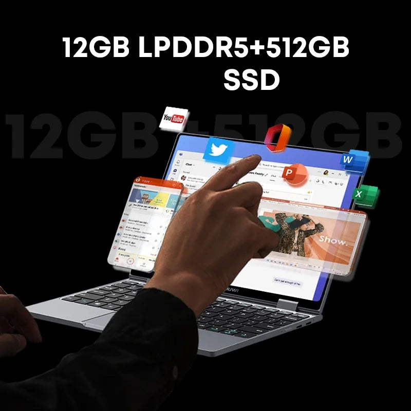 CHUWI MiniBook X Laptop Tablet PC 2 In 1 16GB 512G SSD Intel U300/N150 10.51 Inch FHD IPS Screen 1920*1200 Windows 11 Notebook
