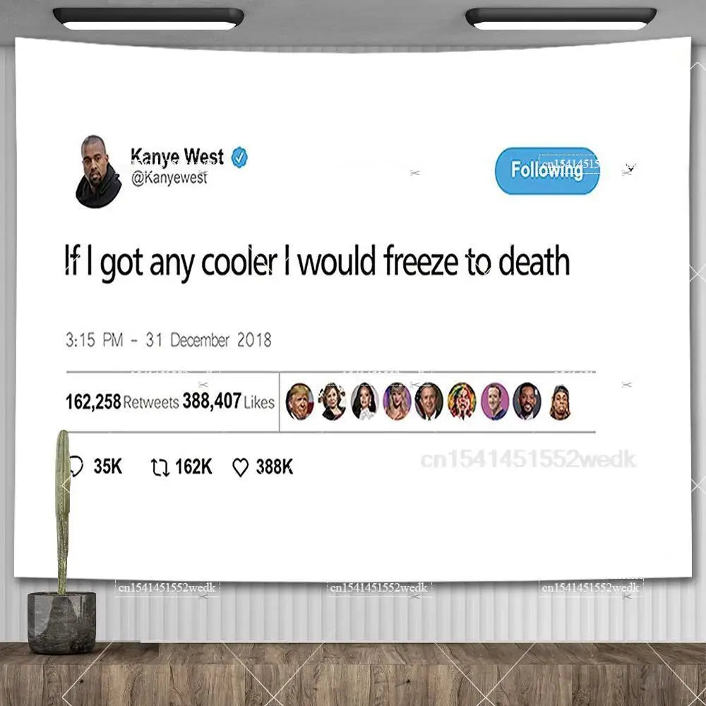 I'm The Reason I Smile Everyday Tapestry Kanye West Tweet Quote Wall Decor Flag Banner Meme Tapestrys Aesthetic Dorm Background
