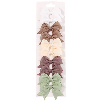 10Pcs/Set New Cute Solid Ribbon Bowknot Hair Clips for Baby Girls Handmade Bows Hairpin Barrettes Headwear Baby Hair Accessories