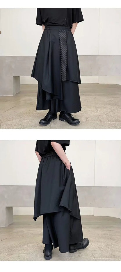 Women Skirts Pants Japaness Gothic Irregular Pants Women High Waist Black Long Pants Skirts Female Pleated Skirts Women Clothing