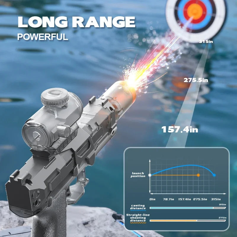 Children Electric Water Gun Simulated Firing Automatic Water Blasters with Led Light Summer Outdoor Beach Pool Shooting Game Toy