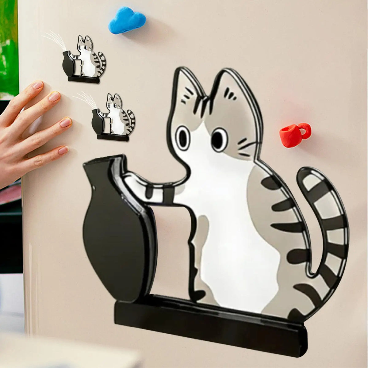Cat Whisker Memorial Keepsake Acrylic Cute Wide Opening Cat Whisker Keepsake Vases for Refrigerators Washing Machines Bedroom