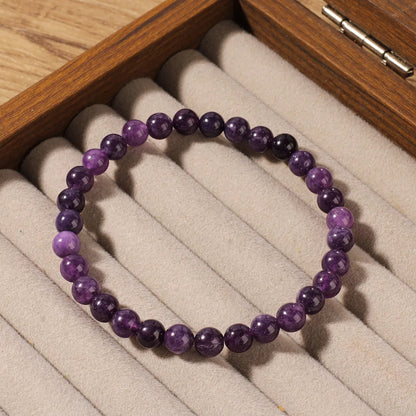 Natural Stone Real Amethyst Beads Bracelets 6/8/10mm Smooth Round Beaded Bracelet Men Women Stretch Jewelry Gifts
