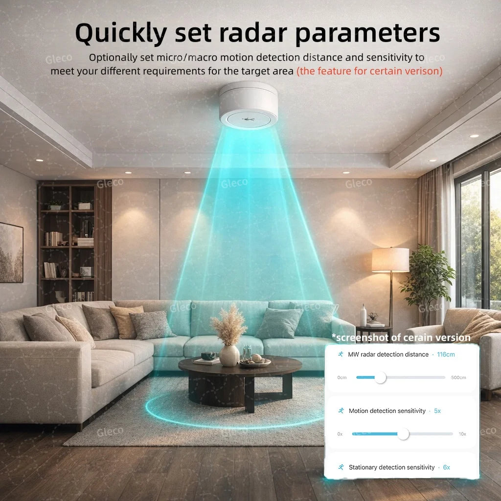 Zigbee 24G Mmwave Radar Presence Sensor Human Detector Motion/Static Detection For Tuya Z2M Smart Home Security Automation Alarm