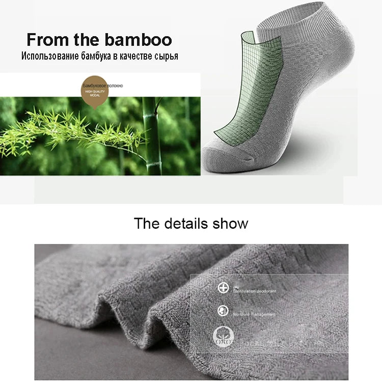 5Pairs/Lot Men's Bamboo Fiber Socks Business Short Breathable Ankle Socks Male Sock High Quality Large Size EU38-44