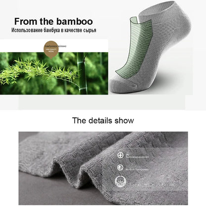 5Pairs/Lot Men's Bamboo Fiber Socks Business Short Breathable Ankle Socks Male Sock High Quality Large Size EU38-44