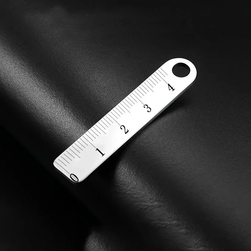stainless steel mini ruler with keychain - measuring tool for office and school supplies