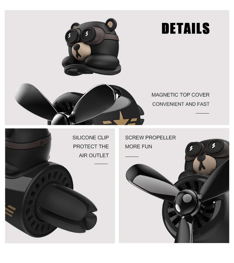 Bear pilot car air freshener flavor dog vent perfume diffuser fragrance scent  auto deroration acccessories aromatherapy auto