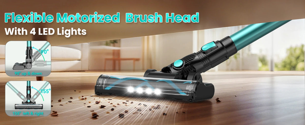 N3T Cordless Stick Vacuum 6 in 1 Handheld Vacuum Cleaner with LED Brush 40 Mins Runtime Self Standing for Pet Hair Hard Floor Carpet
