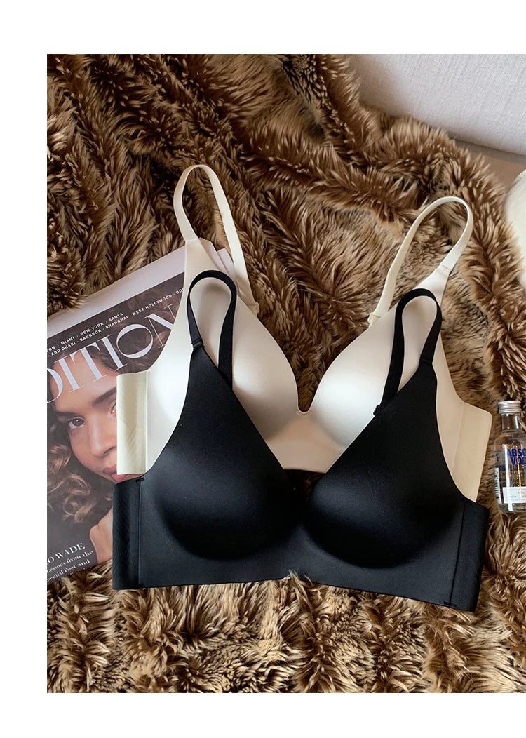 Satin Bralette Slip for Small Bust Women Seamless One Piece Wireless Support Anti Sagging Comfort Everyday S-XL MOYISU Sexy AB