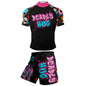 Cody Lundin New Designs Customized Short Sleeves Polyester Stretchy Rash Guards Shorts MMA BJJ Sets With Rubber Waistband