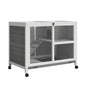 Hutcrate rabbit Cage on castors small solid drink animals enclosure 2 floors sunroof plates-forms x 91,5x73 cm Gray
