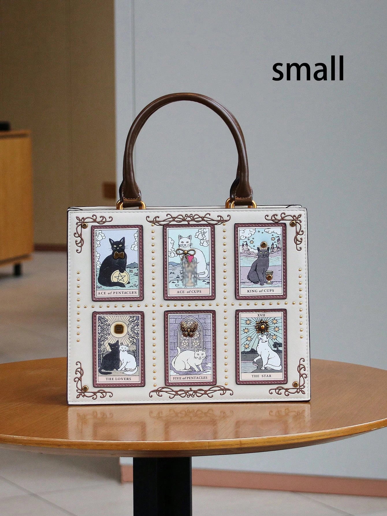 2025 High-end fashion summer new handbag female bag niche design Tarot tile tote bag large capacity Y2K cute cat bag strange win
