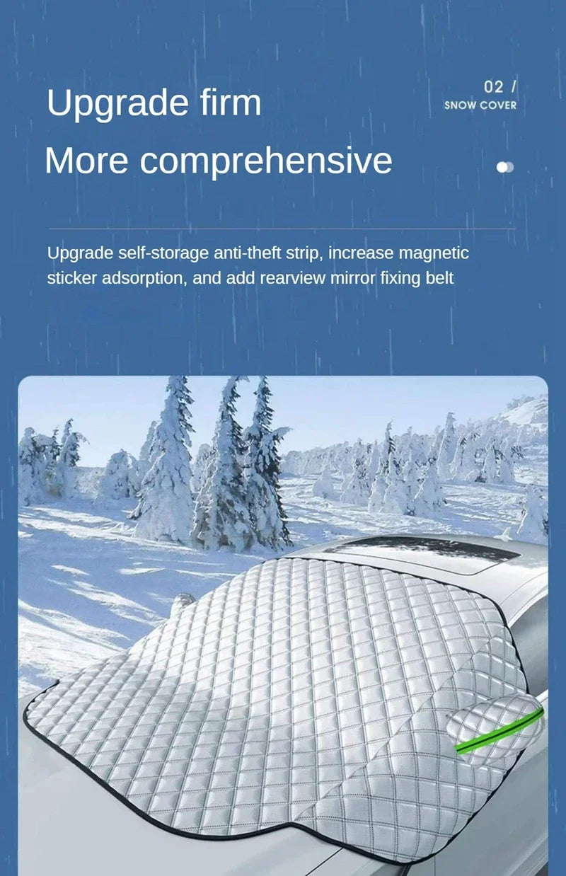 All-Weather Magnetic Windscreen Cover - Waterproof Snow/Frost/Ice Protector & Sun Shade, 5 Magnets + Door Flaps, Universal Fit