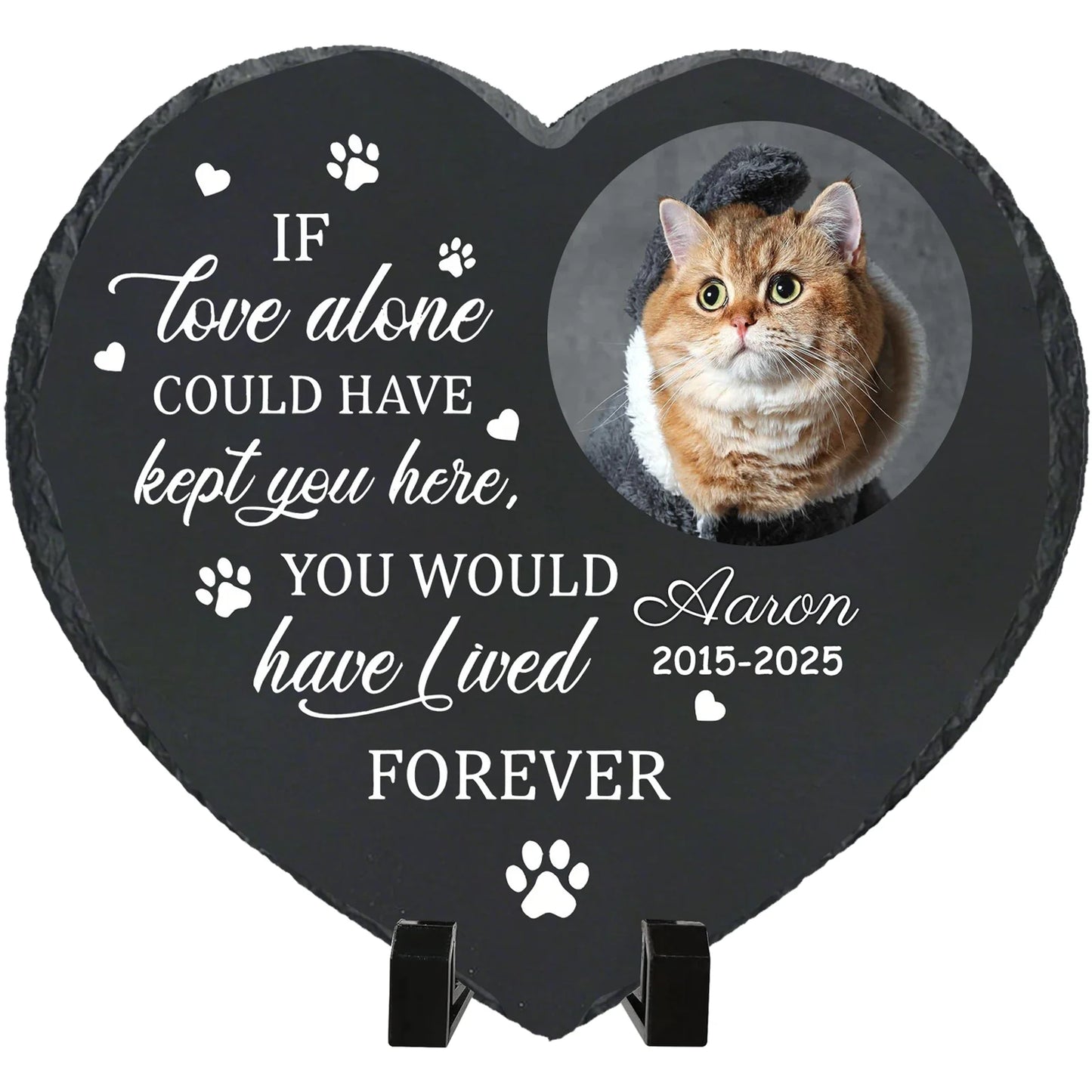 Personalized Pet Memorial Stone,Custom Cat Grave Marke Plaque With Photo&Name,Garden Slate Tombstone Pet Loss Remembrance Gift