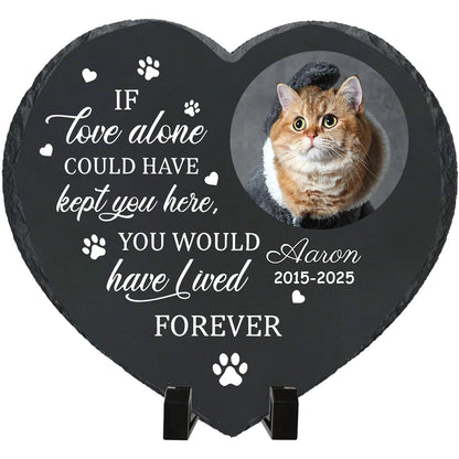 Personalized Pet Memorial Stone,Custom Cat Grave Marke Plaque With Photo&Name,Garden Slate Tombstone Pet Loss Remembrance Gift