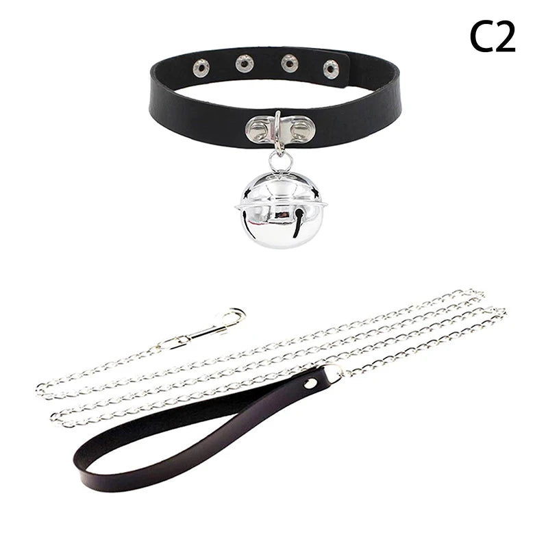 Sexy Leather Heart Necklace Collar Set with Leash for Women BDSM Cosplay Bondage Accessories Couple Role Play Game Props