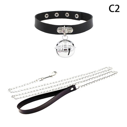 Sexy Leather Heart Necklace Collar Set with Leash for Women BDSM Cosplay Bondage Accessories Couple Role Play Game Props
