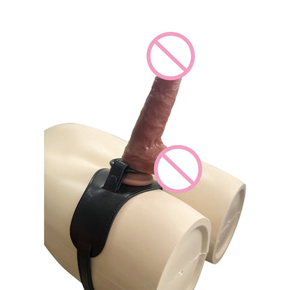 Sex toy SM leather with three-ring strap adjustable unisex private toy female penis