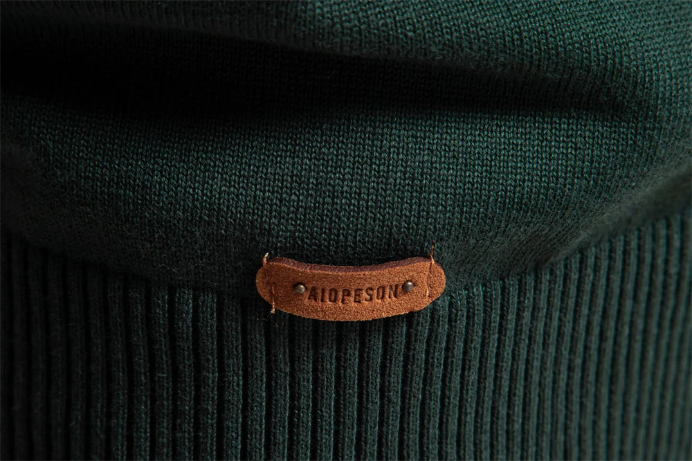 AIOPESON Mens Mock Neck Cotton Pullover Knit Sweaters Casual Business Strip Ribbed Turtleneck Sweaters for Men