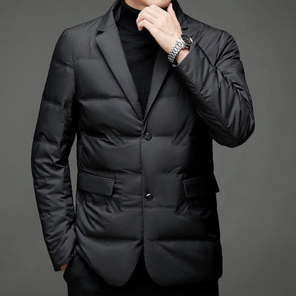 Winter New Style 90 White Duck Down Men's High-End Quality Scarf Collar Casual Suit Jacket