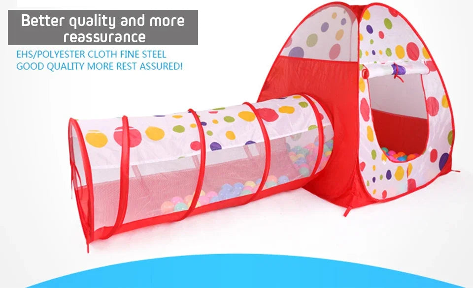 IMBABY 3 in 1 Ball Pool Folding Tent Tunnel for Children Ball Pit Playpen Crawling Tunnel Playground Corral Demgames Games Fence