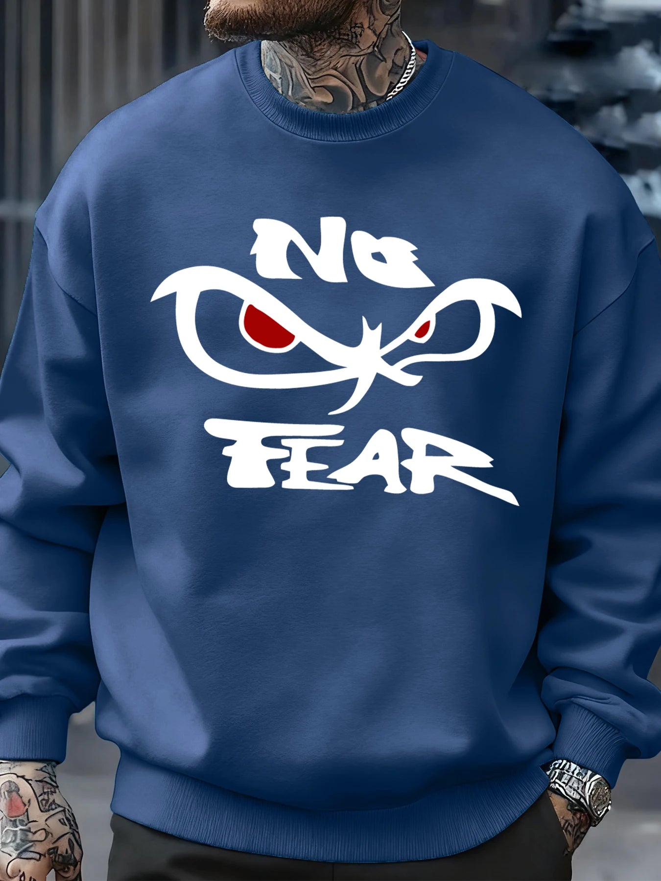 No Fear Determined Gaze Prints Mens Pullovers Soft Casual Sweatshirts Autumn Oversize Streetwear Crewneck Fleece Clothing Unisex