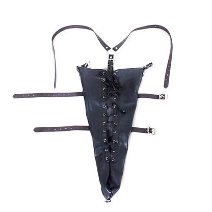 Sexy SM Restraint Arm Binder Behind Back Straight Jacket Leather Armbinder Slave Lockable Bondage Shoulder Straps Club Role play