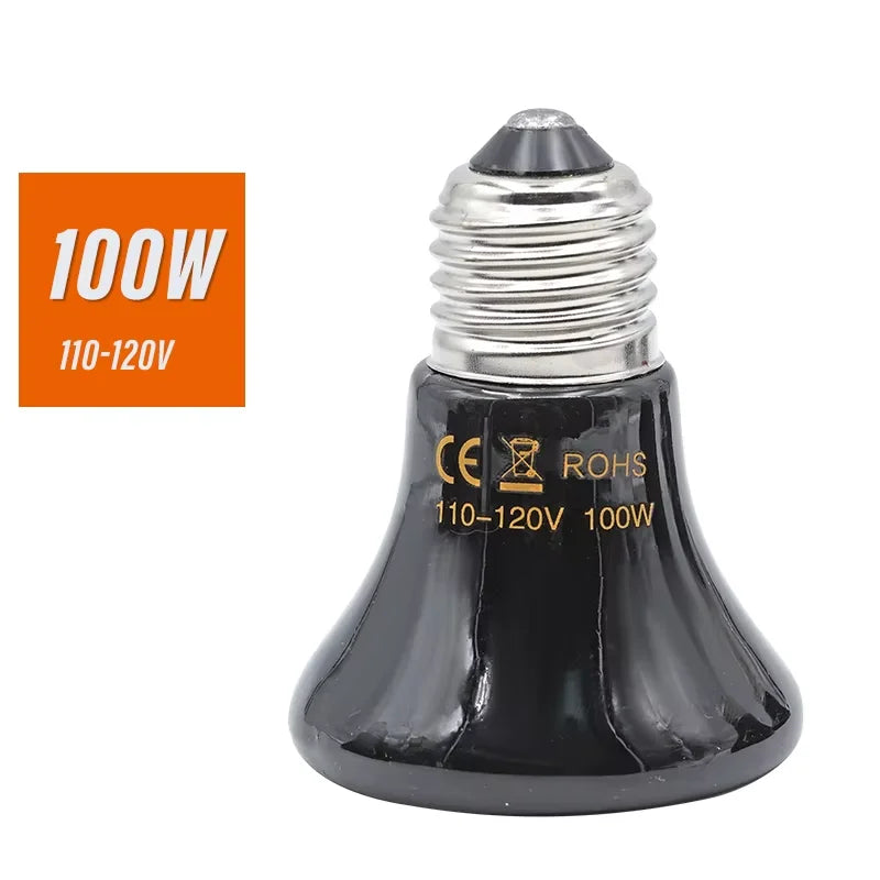 25/50/75/100W E27 Pet Heating Lamp 110V 220V Infrared Ceramic Emitter Heat Light Bulb Pet Brooder Chickens Reptile Lamp 1PC