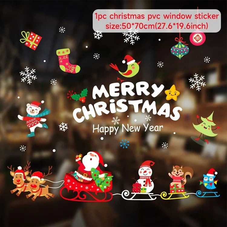 Christmas Window Stickers Christmas Wall Sticker Kids Room Wall Decals Merry Christmas Decorations For Home New Year Stickers