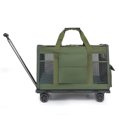 Foldable Lightweight Pet Travel Carrier Bag Breathable with 360° Swivel Wheels for Cats Dogs Portable Outdoor Pet Backpack 2026