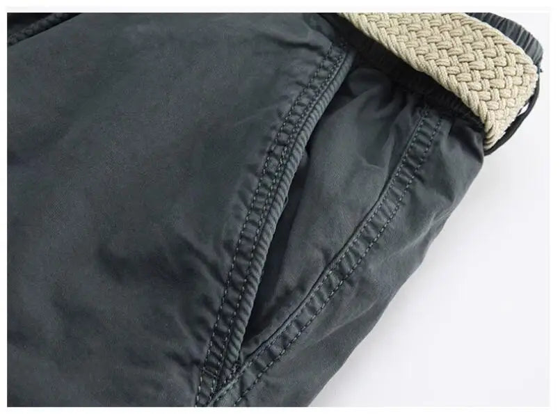 Men Summer Cargo Shorts Casual Tool Shorts High Quality Man Summer Military Multi Pocket Pants Loose Cargo Pants No belts 38
