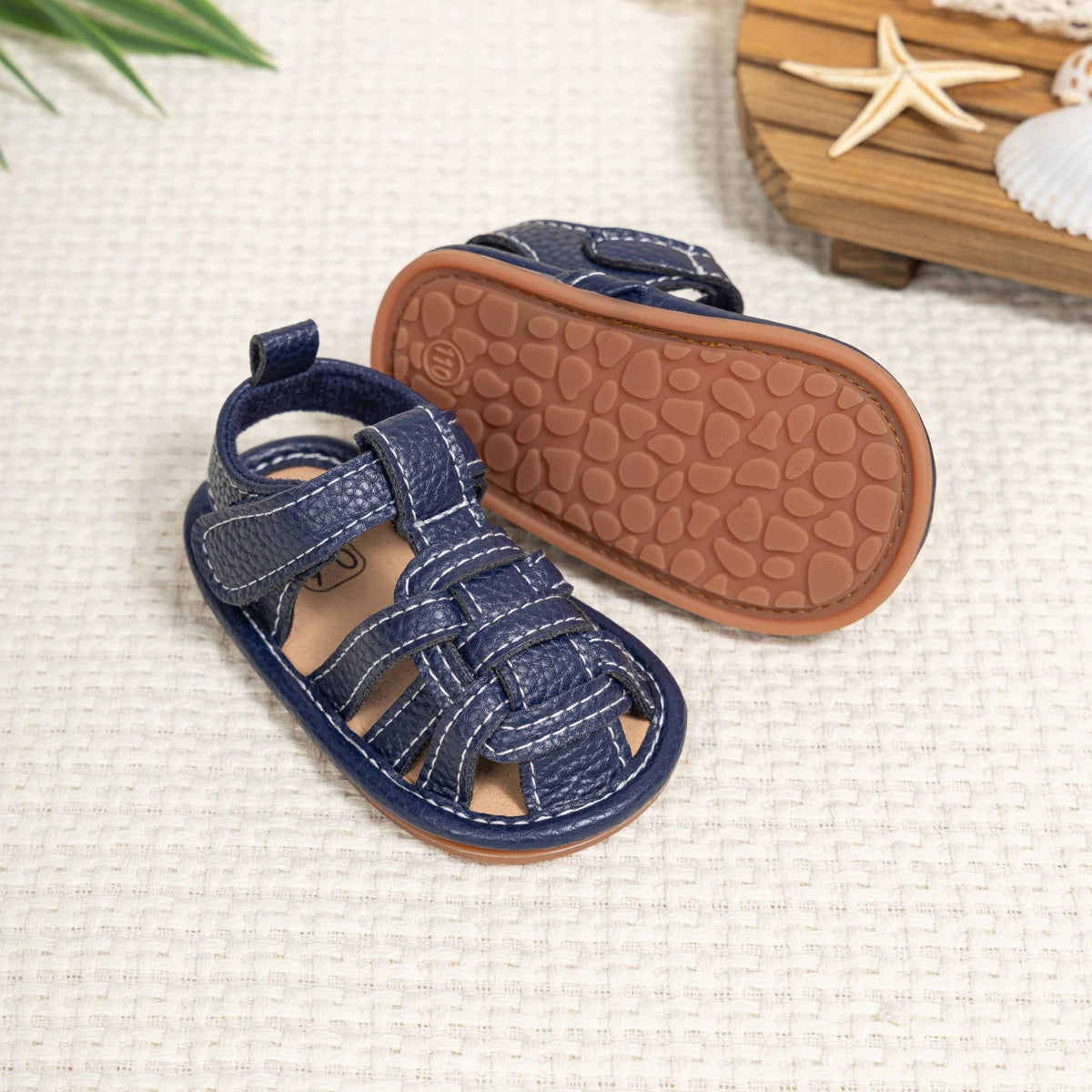 Summer Retro Unisex Baby Beach Sandals Wrap Toe Breathable Anti-slip Wear-resistance Braided Sandals Baby Toddler Shoes