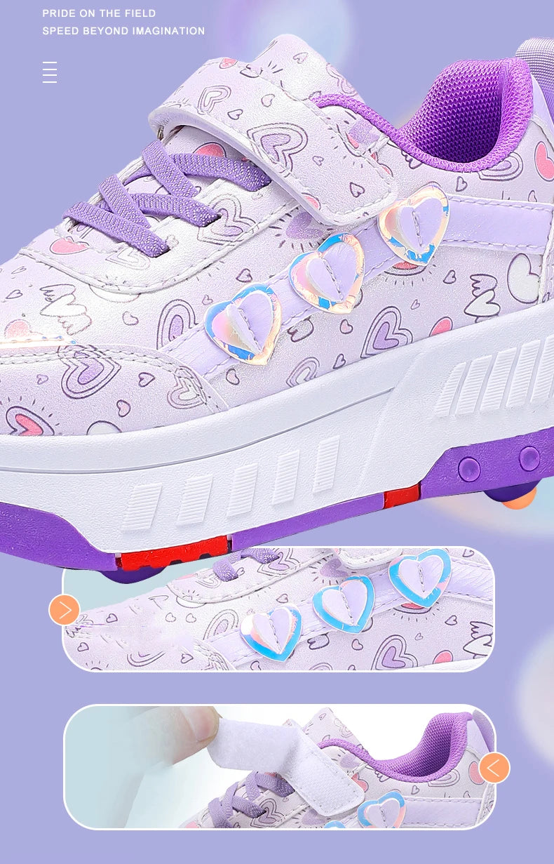 Roller Skate Shoes Kids Sneakers With Wheels Children Roller Skates Fashion Outdoor Sports Shoes Girls Boys Gifts Breathable New