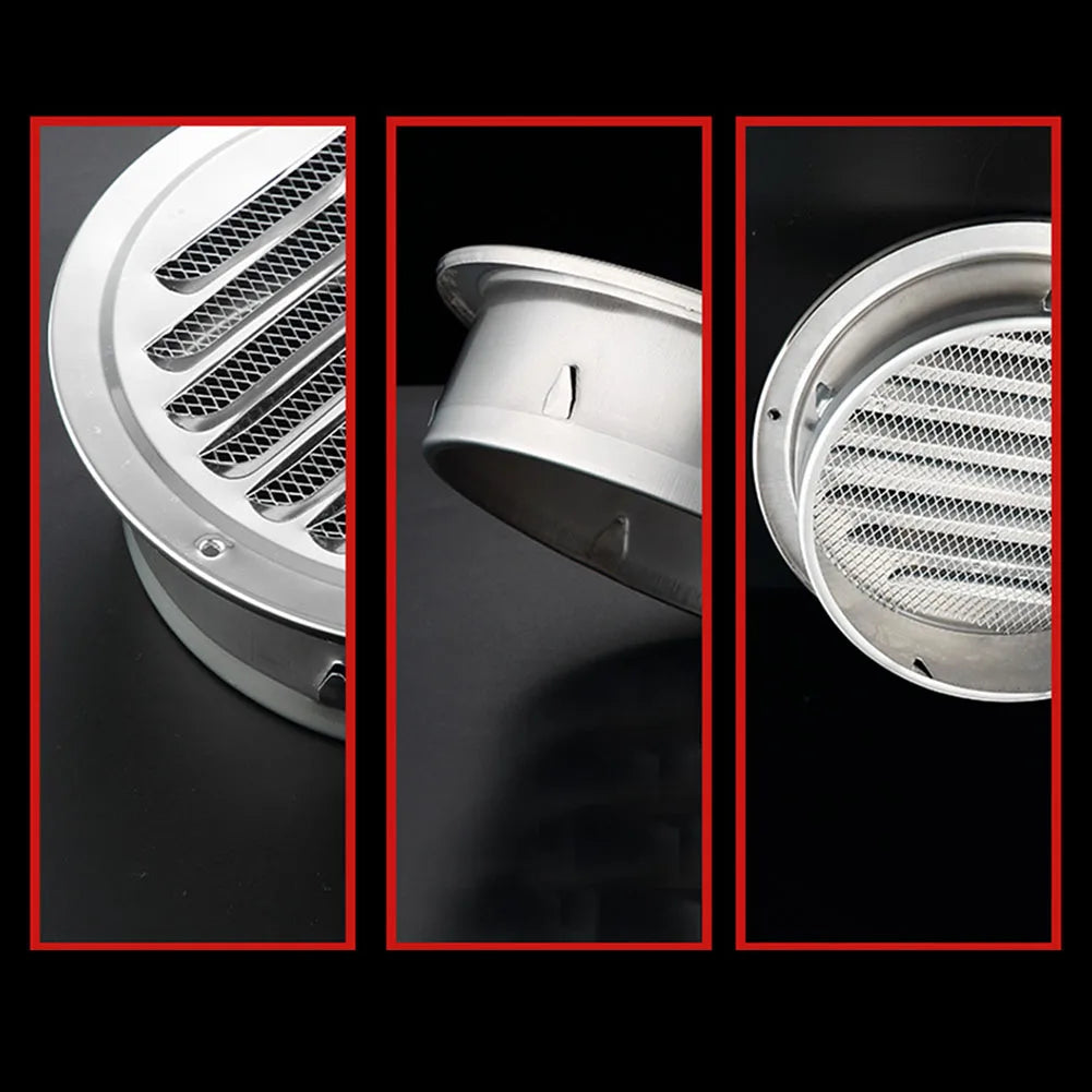 1PCS Circle Air Vent Grill Cover Stainless Steel Silver 70-160mm Round Exterior Wall Duct Ventilation Tool Accessories Home Part