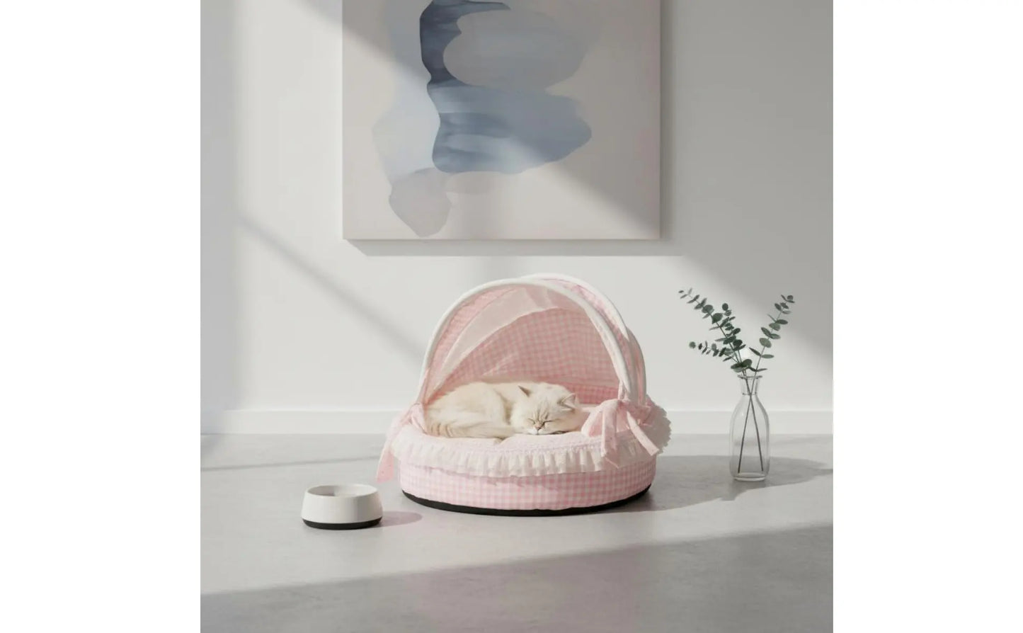 Princess Design Feline Bed Breathable Semi Enclosed Pet Bed Cradle Pet Nest Soft Lace Trim for Cats