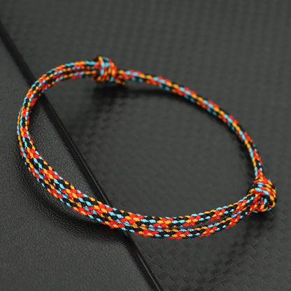 Minimalist Handwoven Rope Bracelet Unisex Sliding Adjustable 4 Styles Chroma 2mm Ethnic Cord Braclet Couple Casual Daily Jewelry