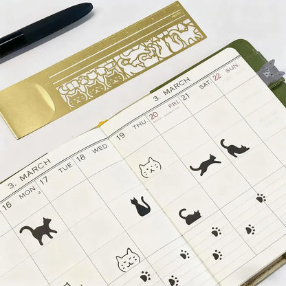 1PC Cat Ruler Hollow Metal Bookmark Ruler Multifunctional Ruler for Painting Drawing Diary Hand Account Tool Cute Gift