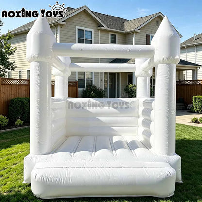 Outdoor White Inflatable Bounce House for Wedding, Commercial PVC Oxford Bounce Castle For kids Birthday Party
