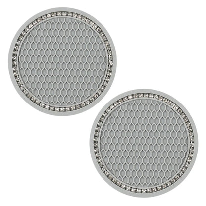 2Pcs Car Bling Rhinestone Cup Holder Drink Pad Interior Decoration Anti-slip Mat Round Durable Coaster Heat Resi Car Accessories