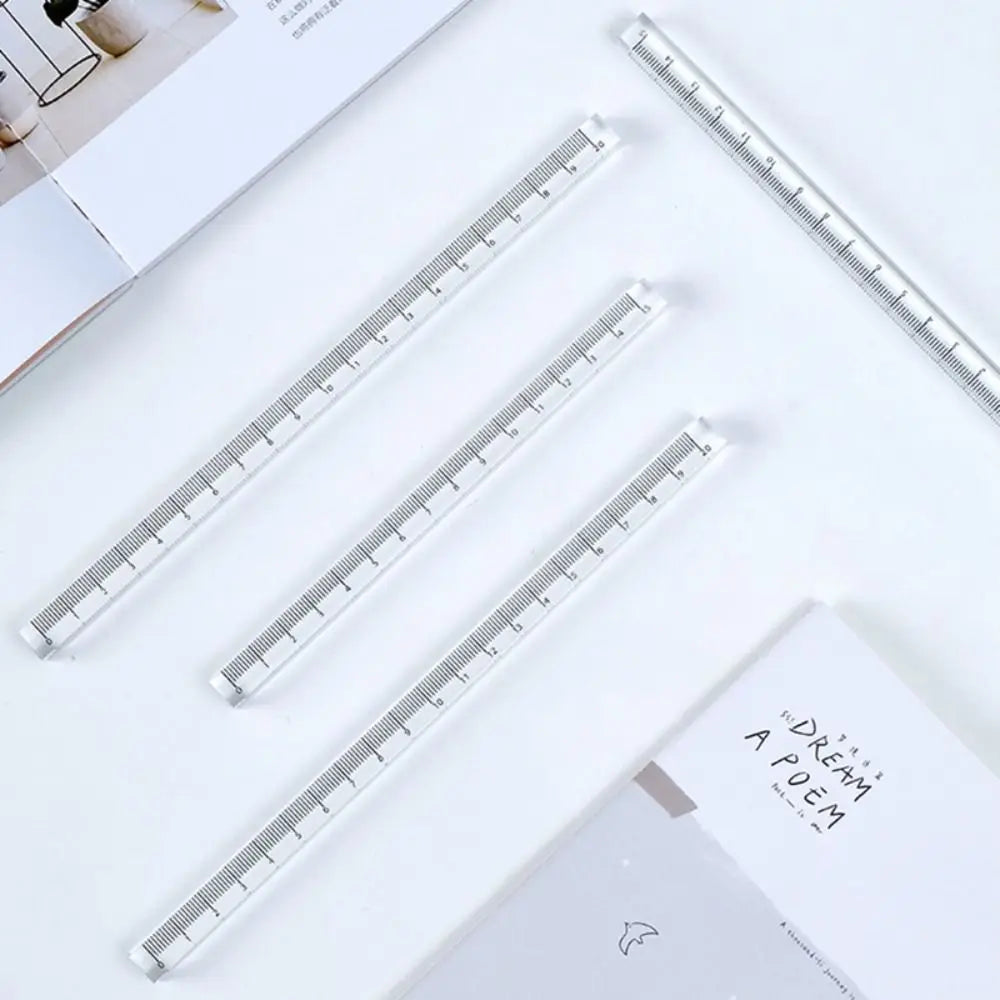 High Quality 15/20/30CM Straight Ruler Transparent Acrylic Cube Ruler Quadrangular Ruler Creative Stationery
