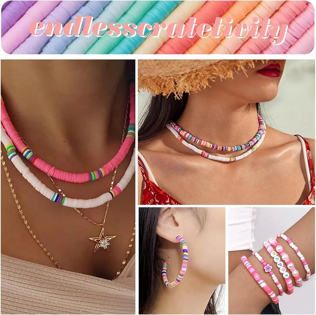 1800 Pcs Kids DIY Bead Set Jewelry Making Kit Colorful Hand‑Craft Beads For Bracelet Necklace Making Educational Creative Toy Perfect Gift For Girls