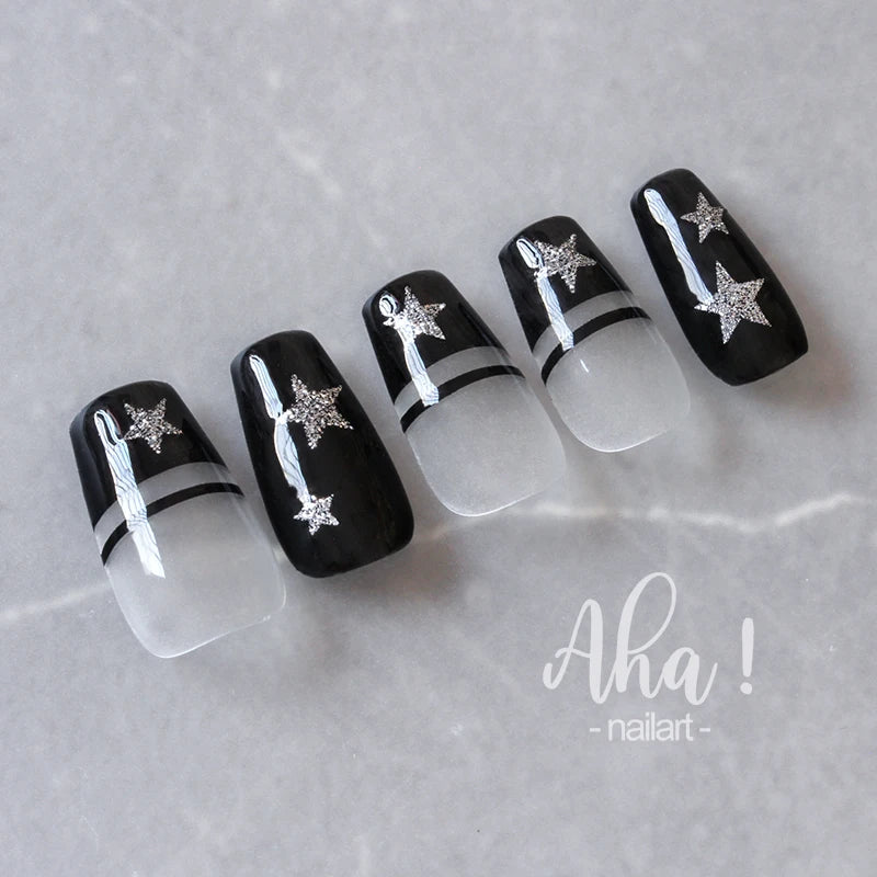 1pc Sliver Gold Star Nail Art Stickers Y2K Charms Self-Adhesive Sliders Laser White Chrome Gel Polish Decals Kawaii Accesories