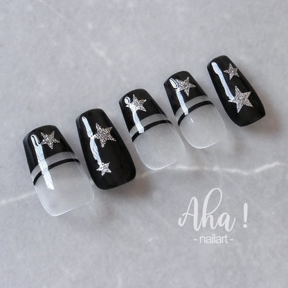 1pc Sliver Gold Star Nail Art Stickers Y2K Charms Self-Adhesive Sliders Laser White Chrome Gel Polish Decals Kawaii Accesories
