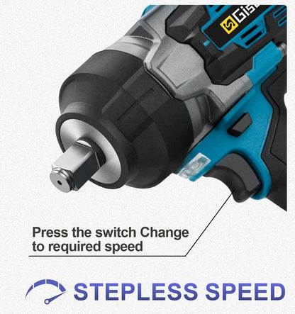 Gisam 2800N.M Torque Brushless Electric Impact Wrench 1/2 inch Screwdriver Cordless Wrench Power Tool For Makita 18V Battery Pin