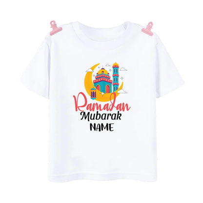 Personalized Eid Mubarak Printed Kids Shirts Custom Name Eid Ramadan Child T-shirt Tops Islamic Muslim Holiday Boys Girls Outfit